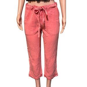 Pulp women mid rise salmon tencel crop capris pants L